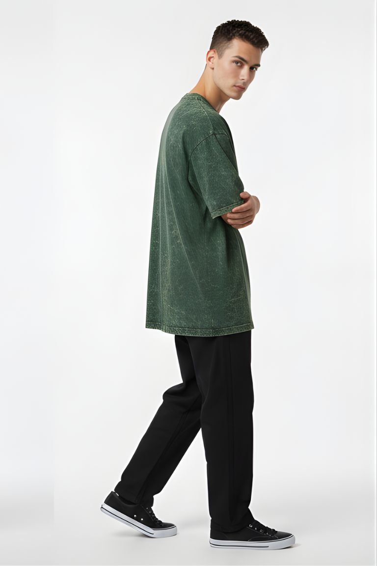 Vintage Green Acid Wash Oversized Tee - Image 5