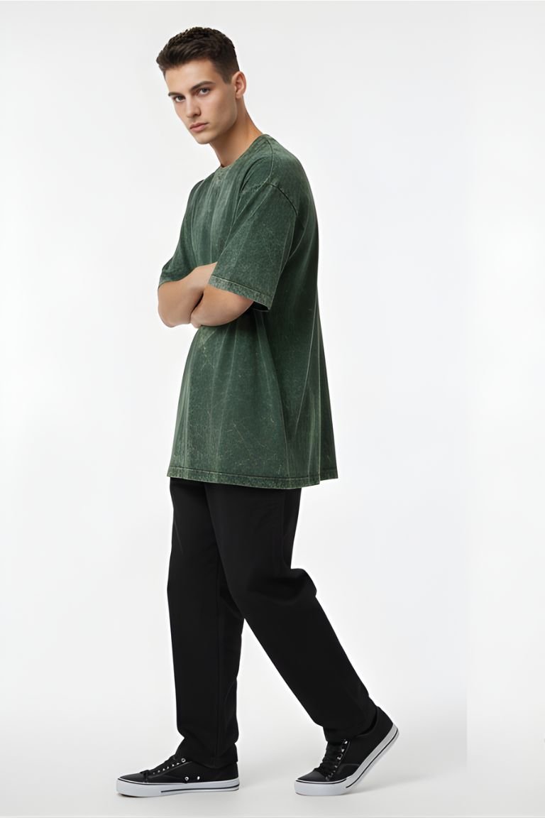 Vintage Green Acid Wash Oversized Tee - Image 4