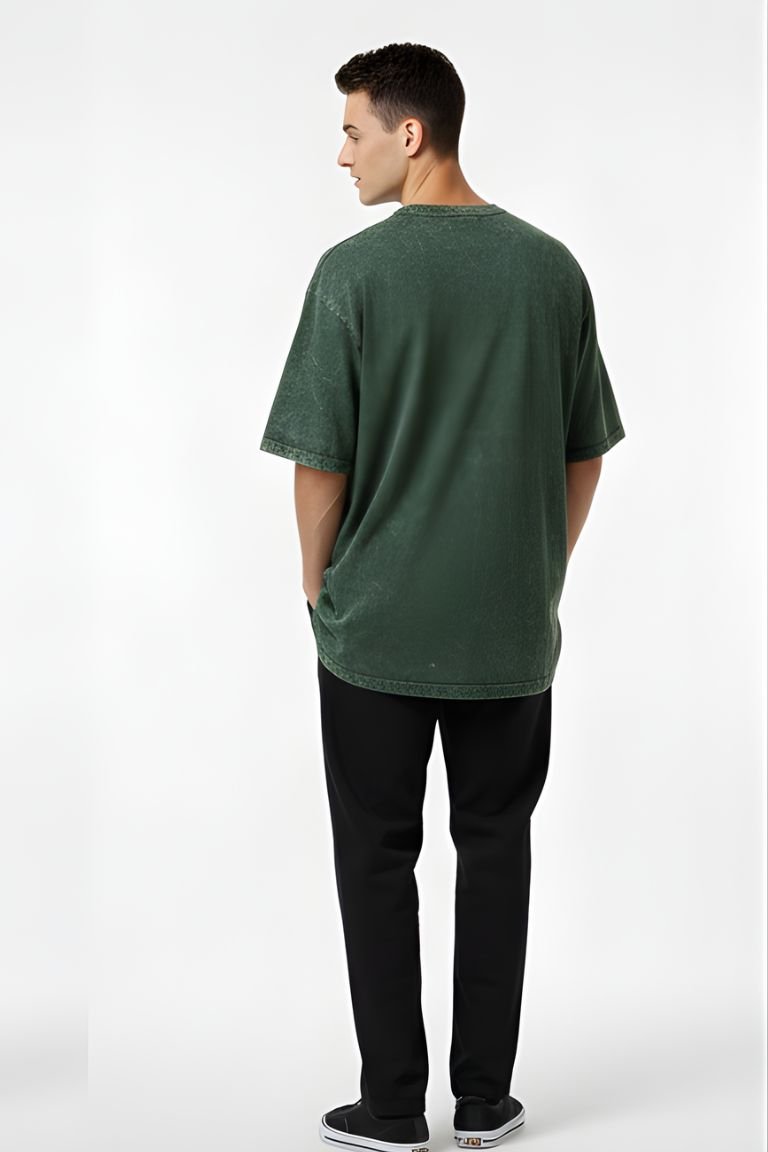 Vintage Green Acid Wash Oversized Tee - Image 2