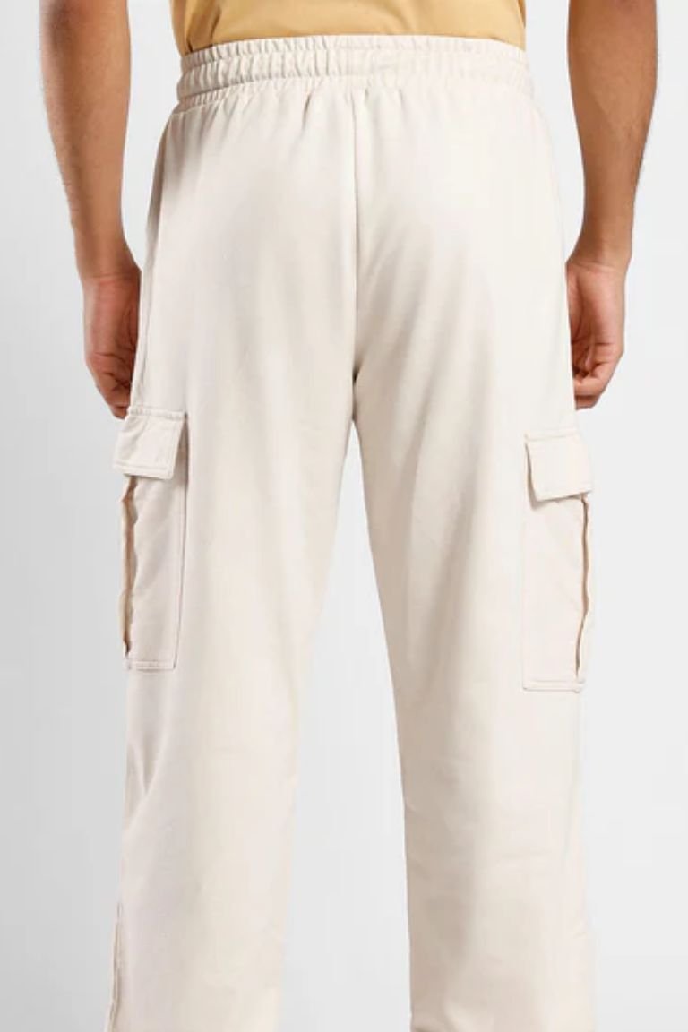 Cream Cargo Joggers Relaxed Fit Jogger Pants with Pockets - Image 2