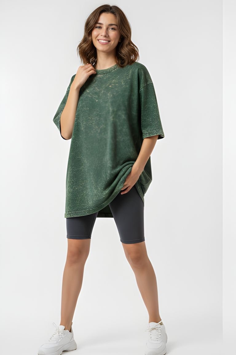 Forest Green Acid Wash Oversized T-Shirt