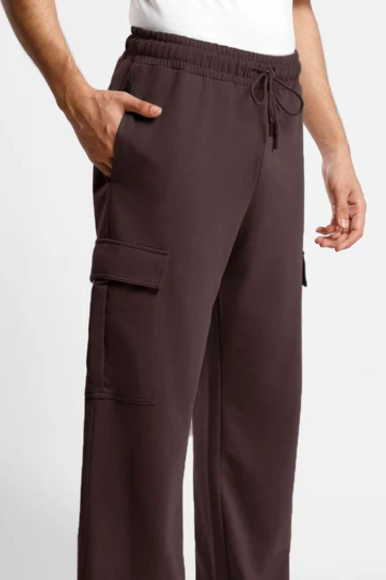 Brown Cargo Relaxed Fit Jogger Pants with Pocket - Image 3