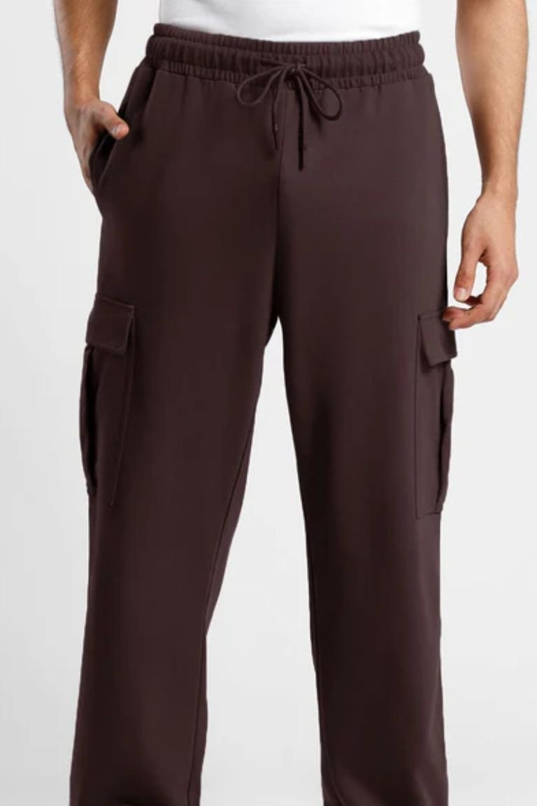 Brown Cargo Relaxed Fit Jogger Pants with Pocket - Image 2