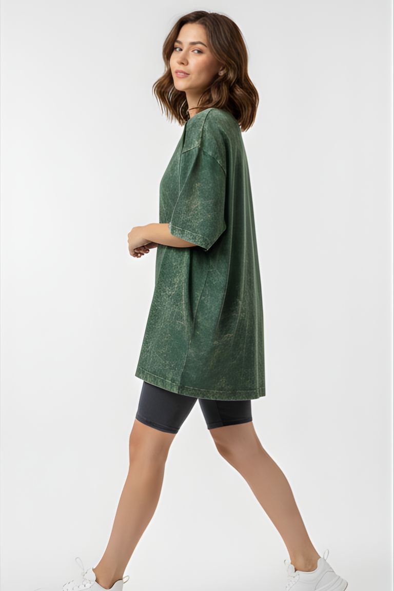 Forest Green Acid Wash Oversized T-Shirt - Image 5