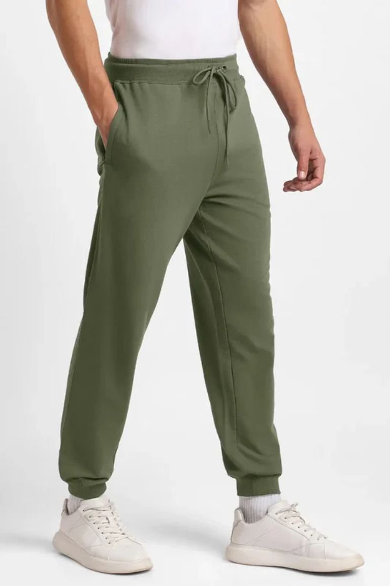 Olive Green Regular Fit Joggers - Image 3