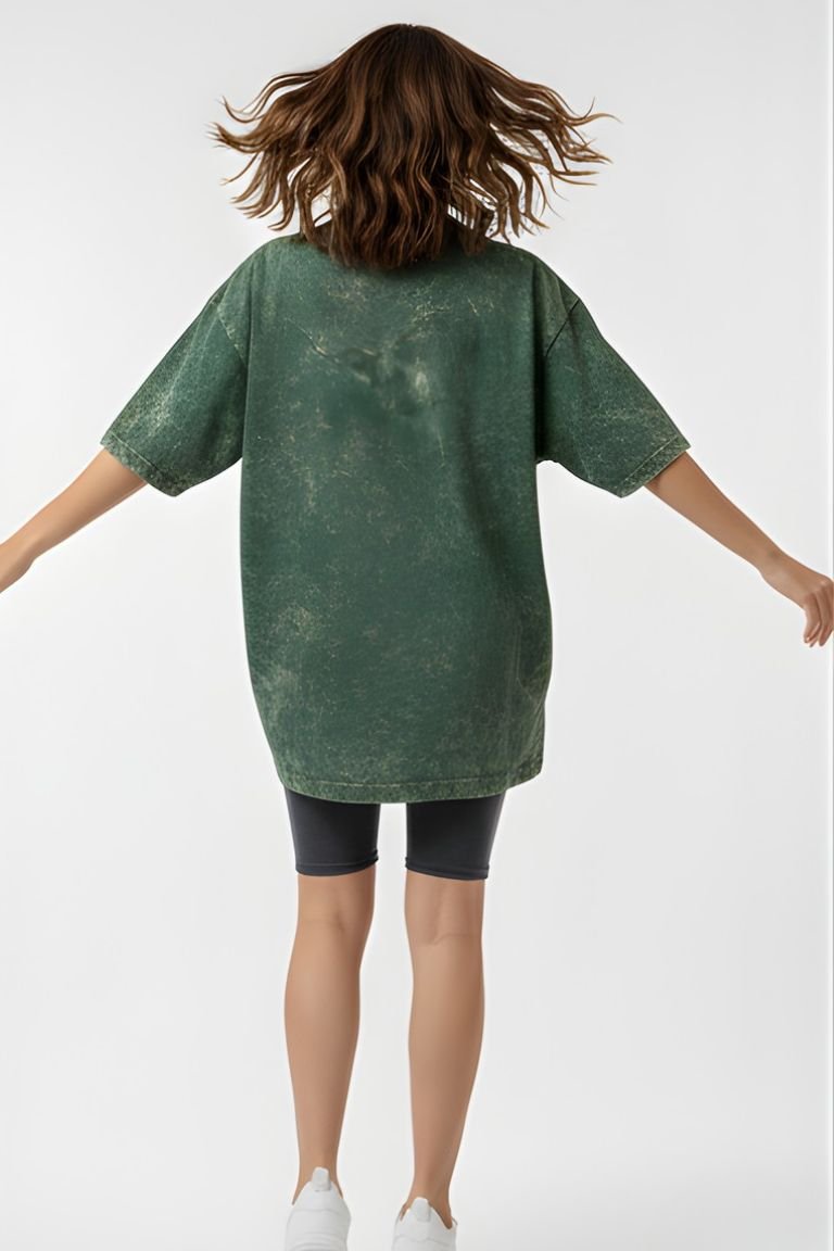 Forest Green Acid Wash Oversized T-Shirt - Image 4