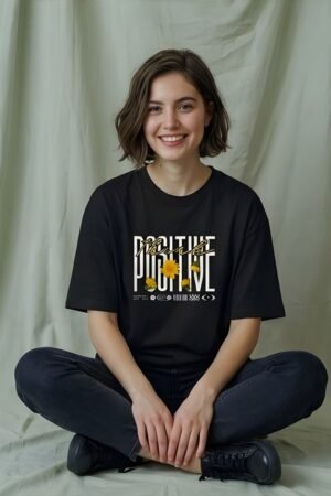 Think Positive Floral Streetwear Oversized Tee