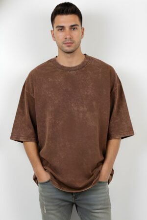 Rust Brown Acid Wash Oversized T-Shirt
