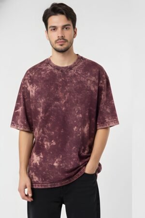 Burgundy Acid Wash Oversized T-Shirt